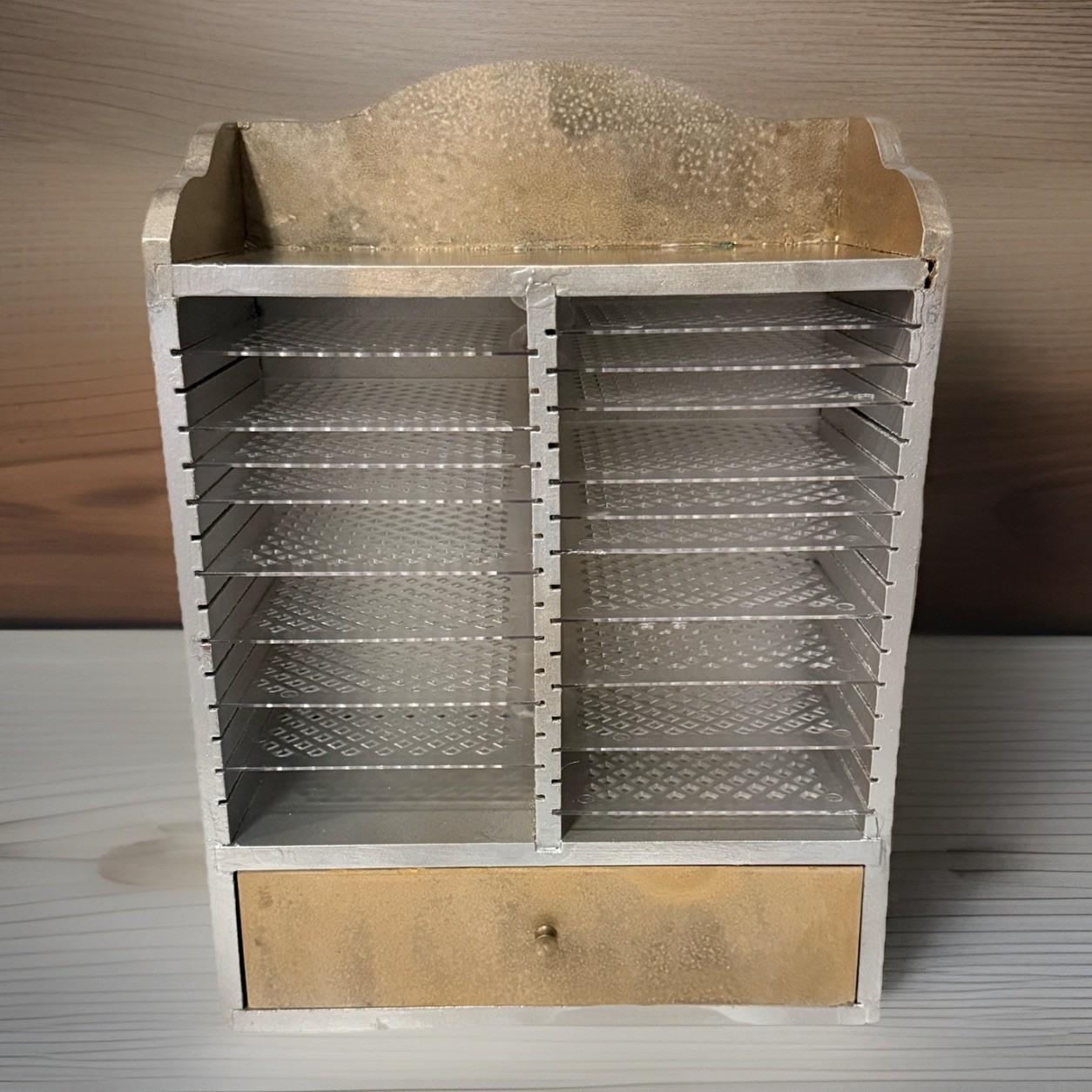 Vtg Wood Organizer 31-Shelves-Drawer-Wall Hanging/Stand Alone-1970’s-ReDecor