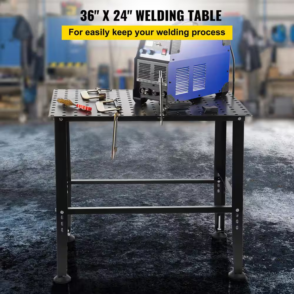 Welding Table 36 In. X 24 In., Work Bench with 0.63 In. Fixture Holes, 800LBS. C