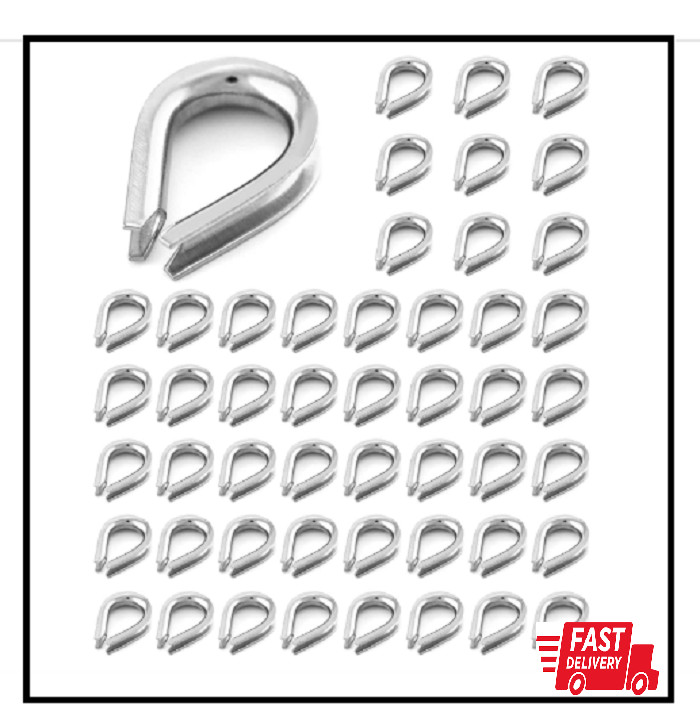 50Pcs 1/8″ M3 Stainless Steel Thimble for Diameter Wire Rope Cable Thimbles Rigg