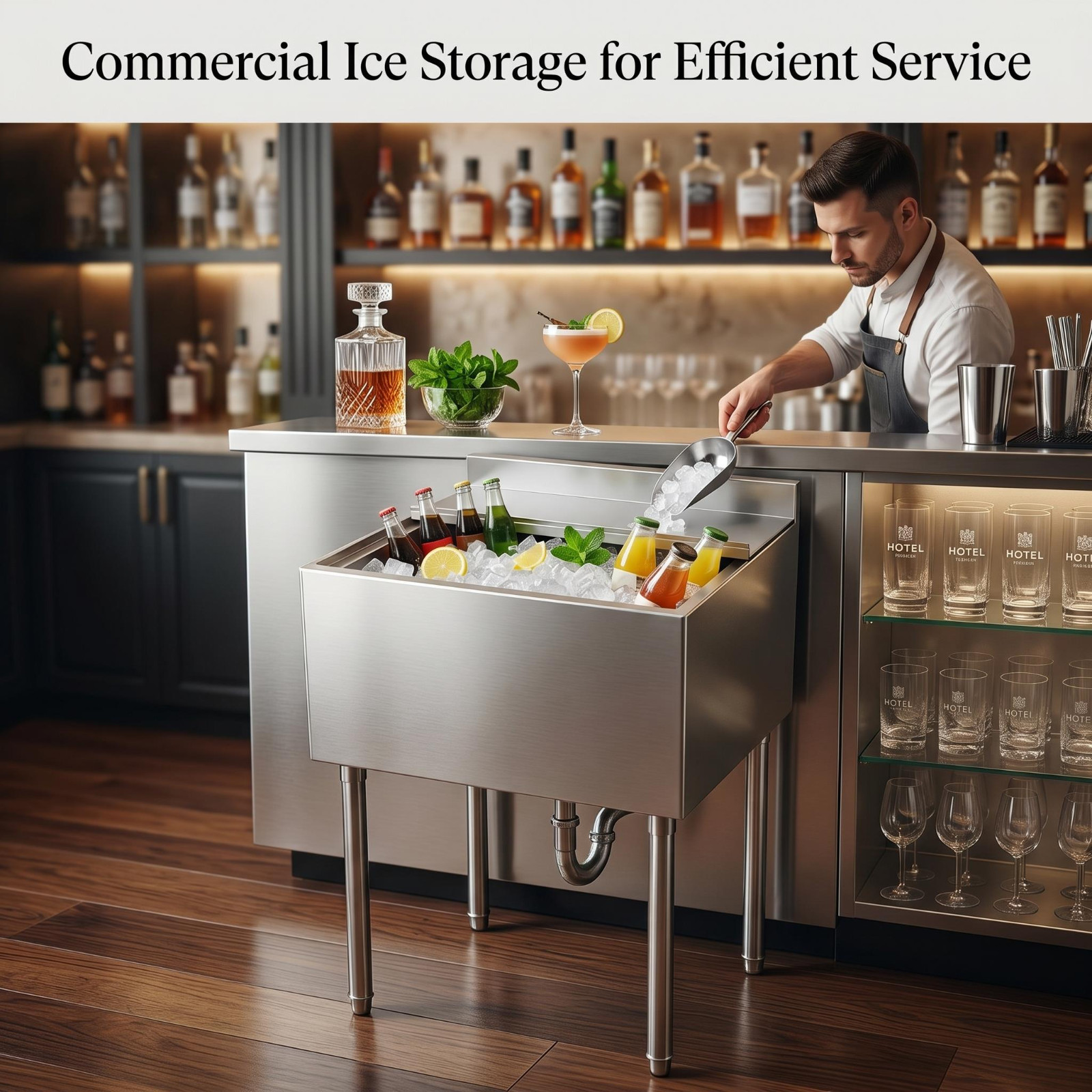 11×14in Stainless Steel Commercial Ice Bin w/Sliding Lid Drainage Ice Chest