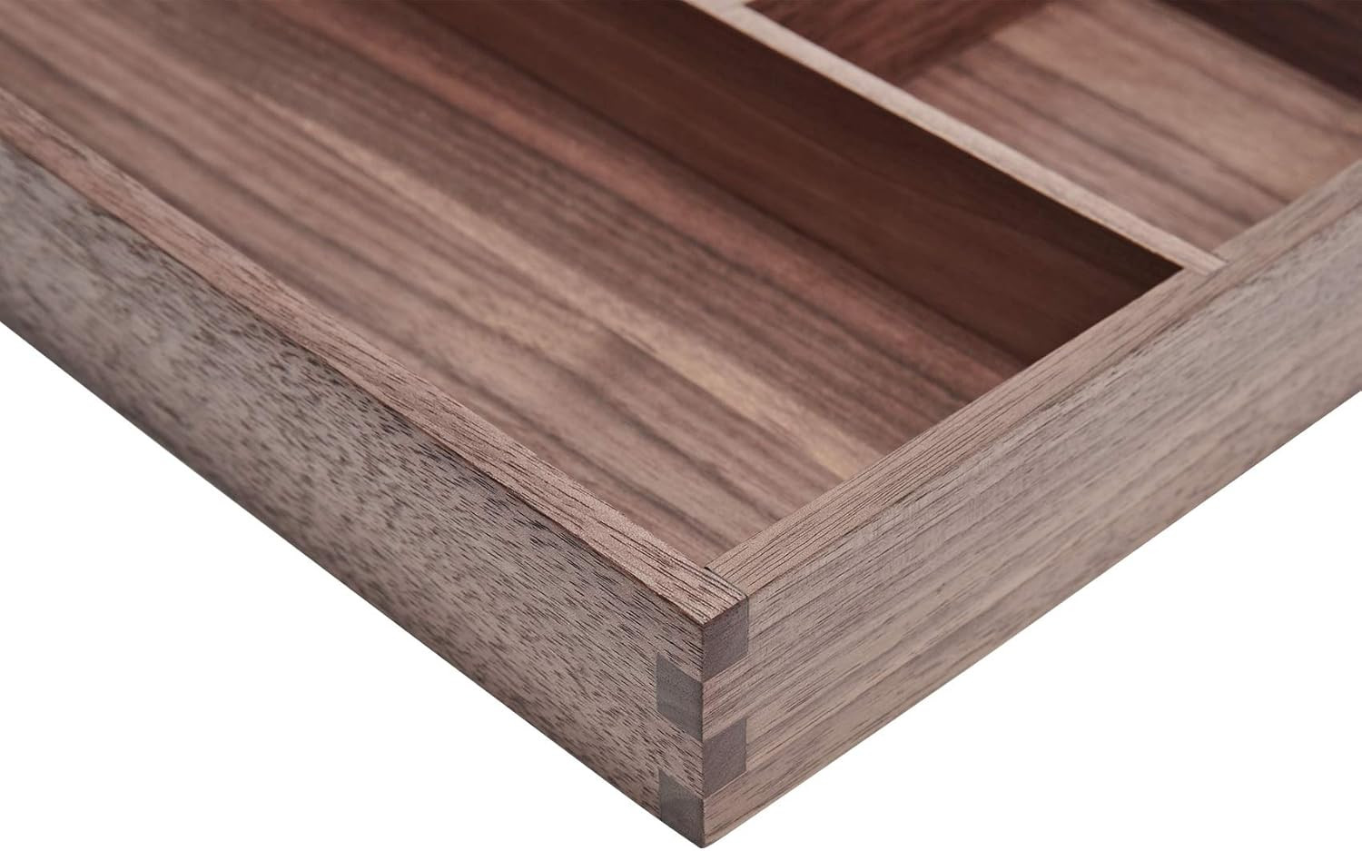 Elegant Black Walnut Wood Organizer Tray for Desk & Drawer Storage