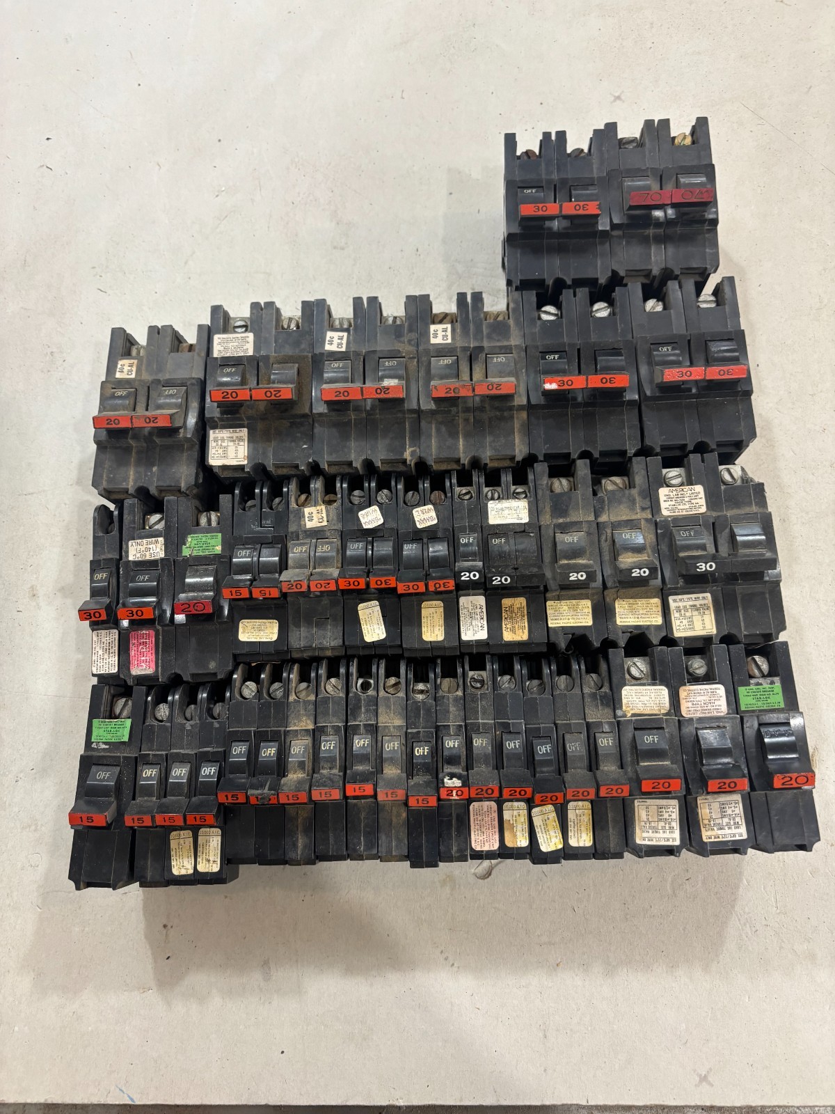 Lot of 40 – Federal Pacific/ American Stab-Lok Breakers