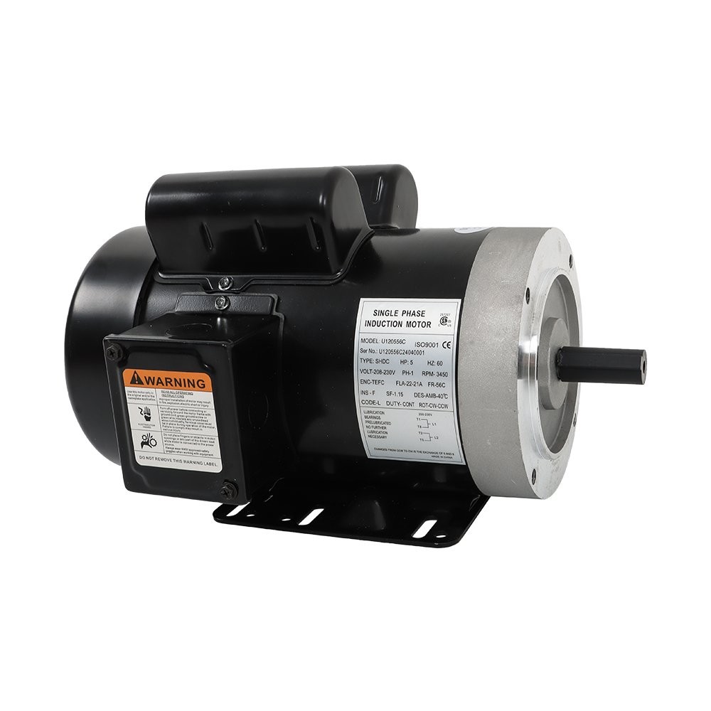5HP Electric Motor 3450RPM 56C Frame 5/8″ Shaft 60HZ TEFC Single Phase 208-230V
