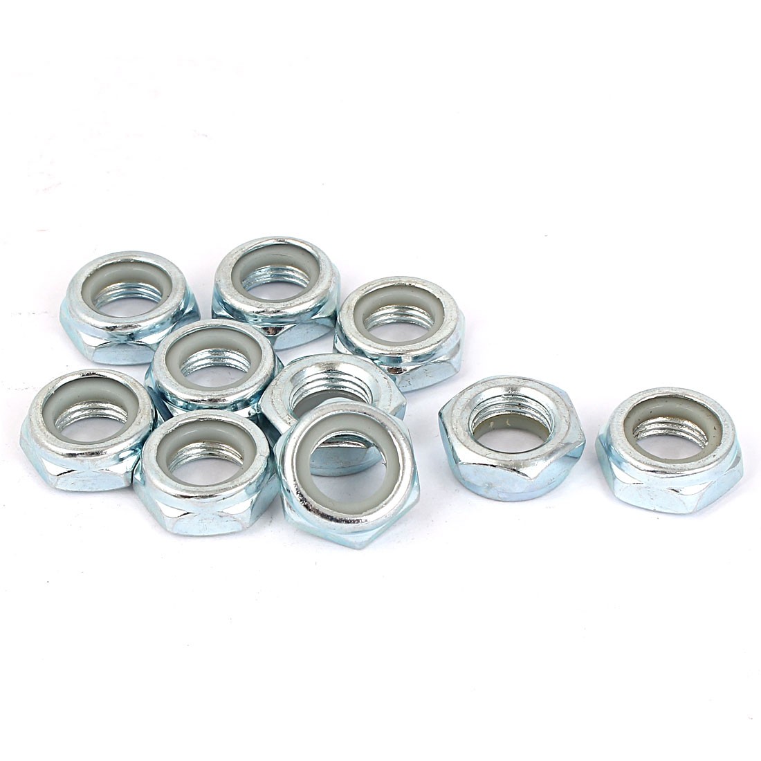 10pcs M12x1.25mm Zinc Plated Self-Locking Nylon Insert Hex Lock Nut