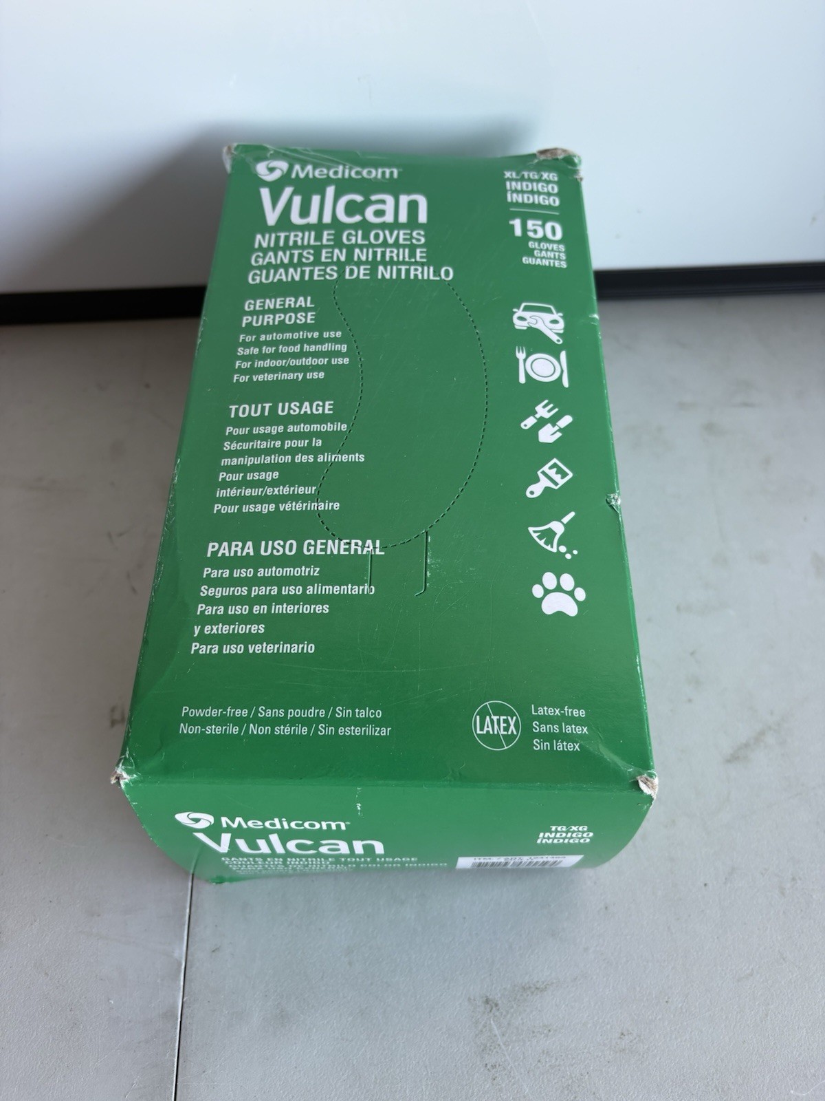 Medicom Vulcan Nitrile Gloves General Purpose, Extra-Large, 140 Gloves Indigo
