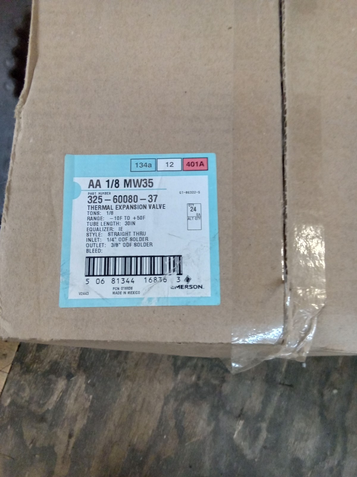 Emerson Thermal Expansion Valve 1/8 Ton R134A w/ Strap 325-60080-37 New