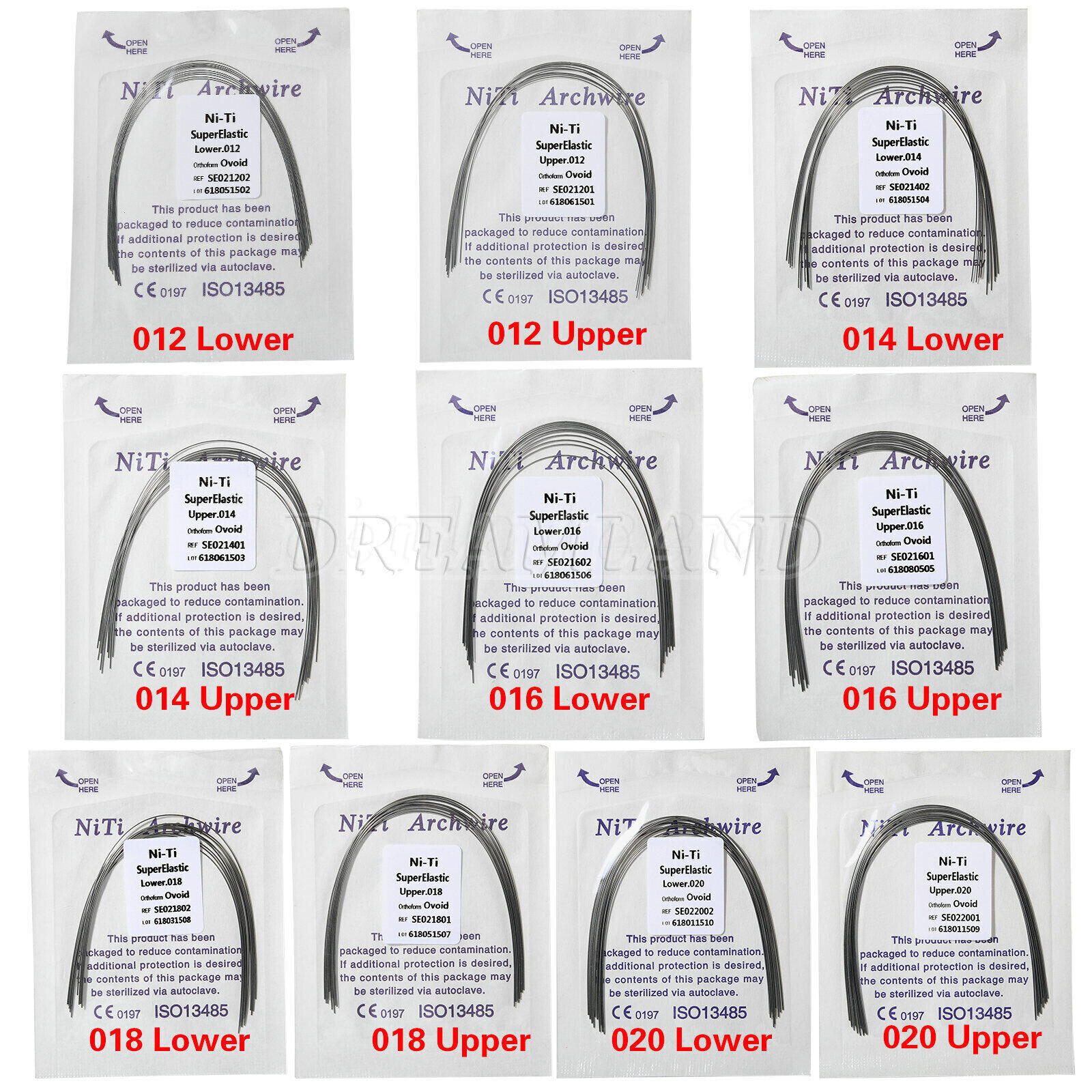 Dental Orthodontic Mini/Standard Bracket Braces / Elastic Niti Arch Wires Up/Low