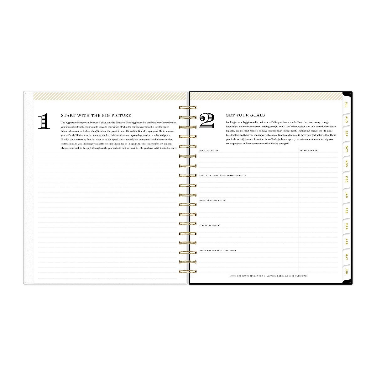 Day Designer 8″x10″2026-2027 Planner Rugby Stripe Black Frosted 27 Daily/Monthly