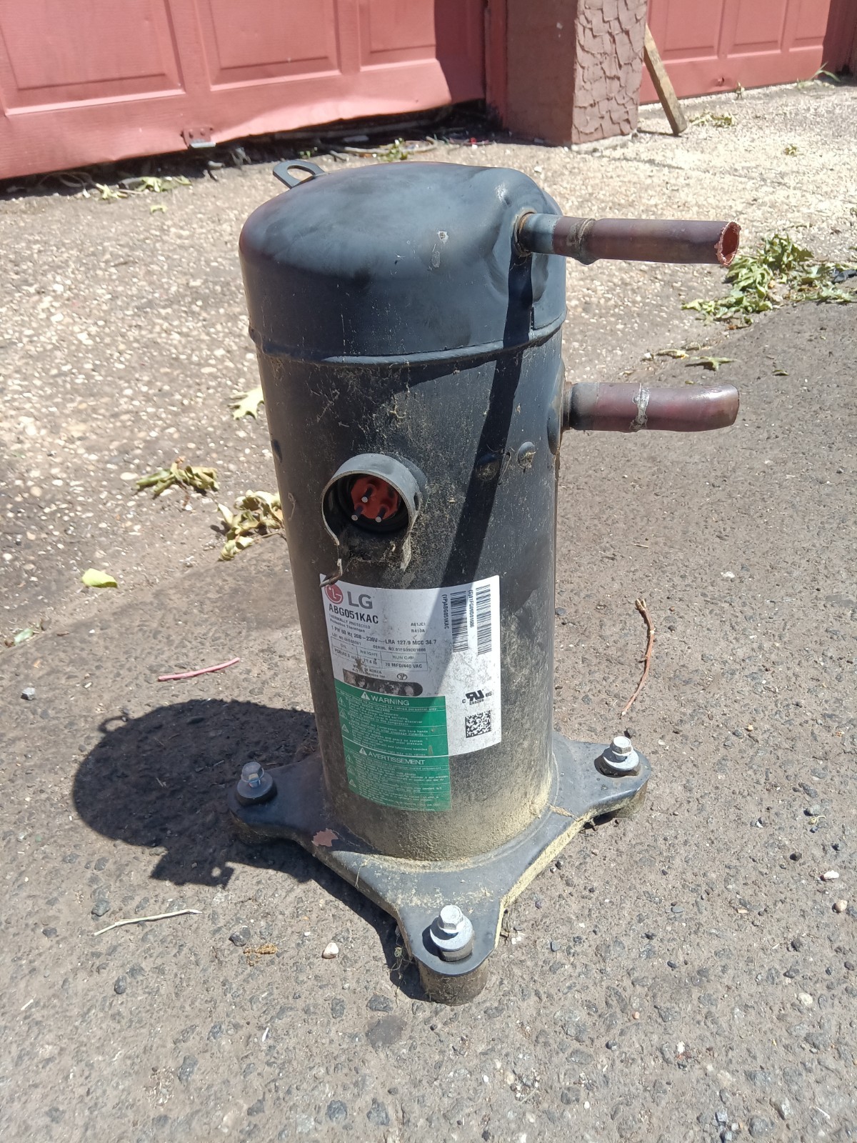 LG ABG051KAC Scroll Compressor 104161-09 Rheem USED TESTED 55-107225-03