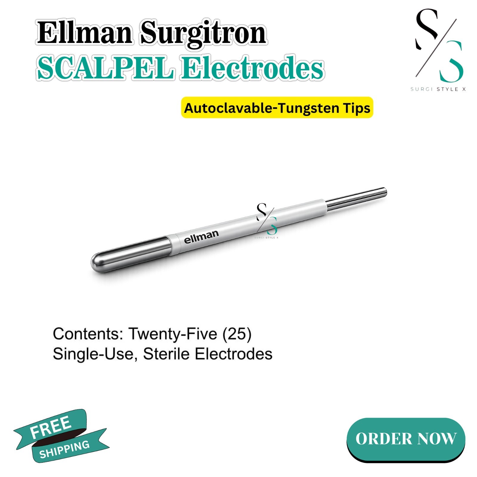 Ellman Surgitron ESD- Scalpel Electrode-Twenty-Five (25) Autoclavable CE/FDA