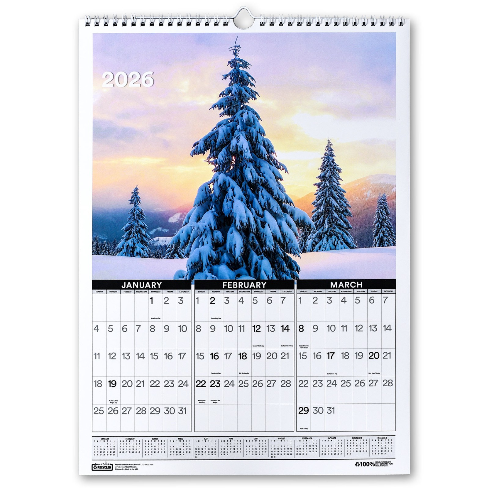 2026 323 HOD323 Seasons 3-Month Wall Calendar by House of Doolittle, 12 x 16-1/2