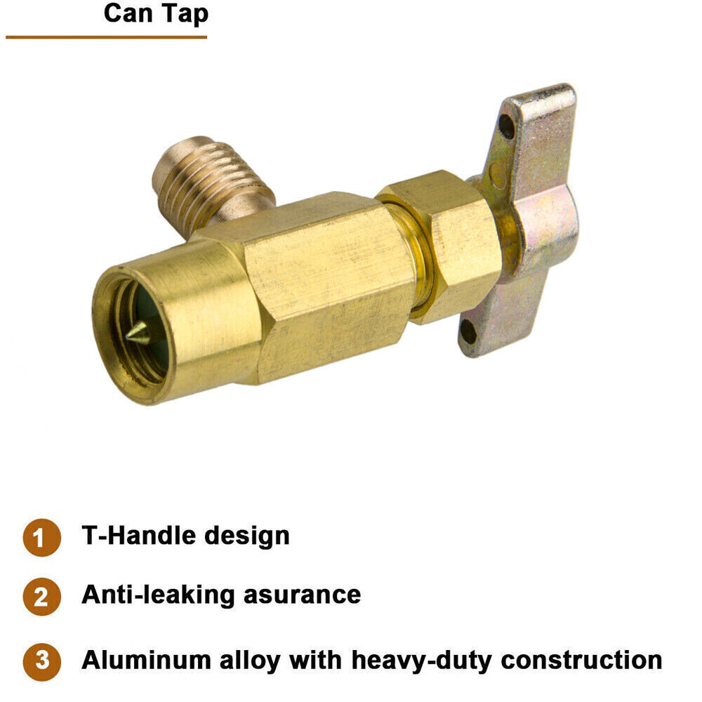Can Tap Self-Sealing HVAC Freon Tank Adapter Valve Core Refrigerantion Tool Kit