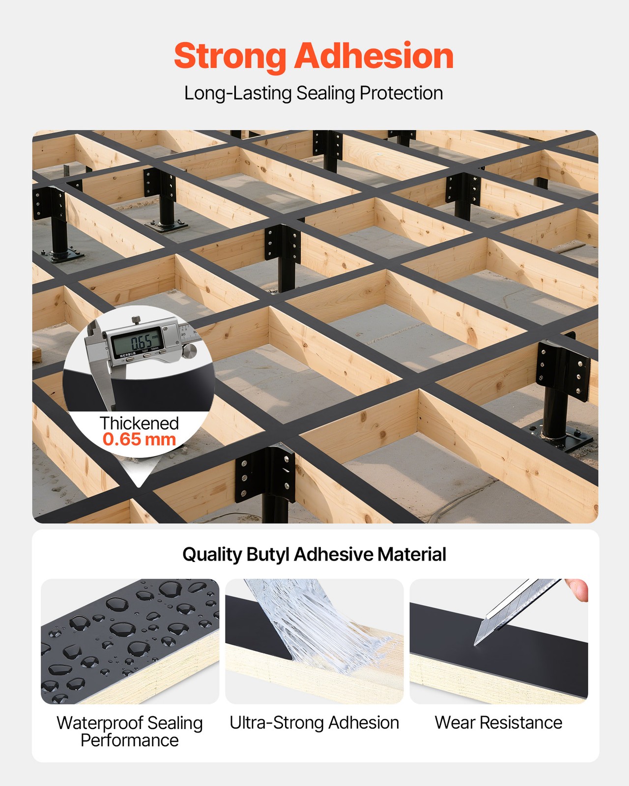 VEVOR Deck Joist Tape Waterproof Flashing Butyl Joist Tape 2 inch x 50 ft 10 Pcs
