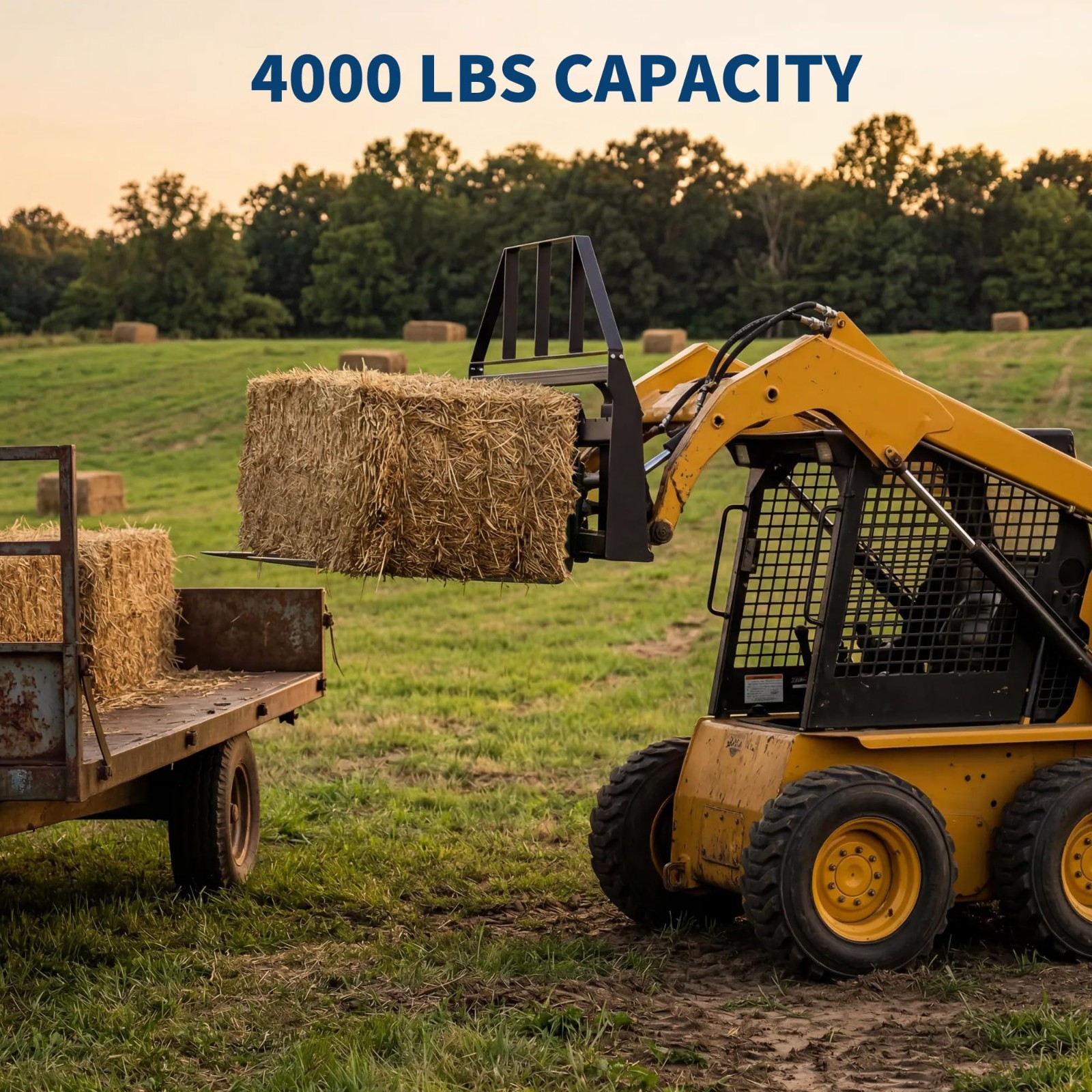 4000lbs Attachments Skid Steer Pallet Fork Frame, 45″ Pallet Fork 48″ Fork Blade