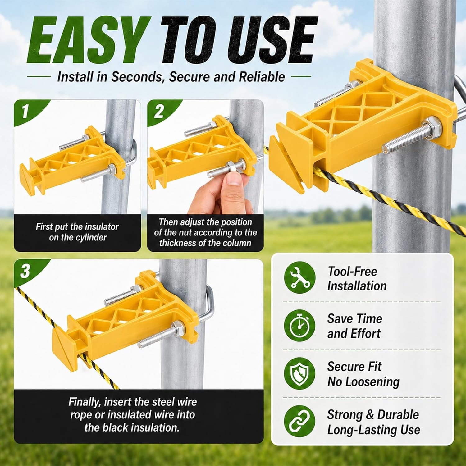 24 Pcs Tube Post Insulator, Electric Fence T Post Insulators for Electric Fence