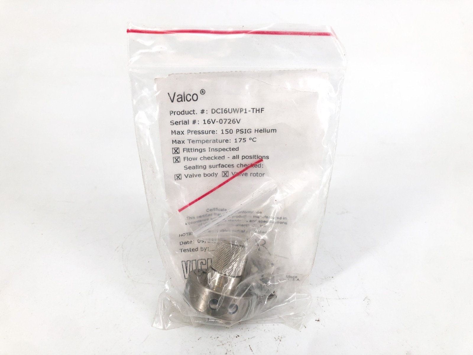 New VICI Valco DCI6UWP1-THF Internal Volume Valve 6-Port 2-Pos 1/16″ 150psi