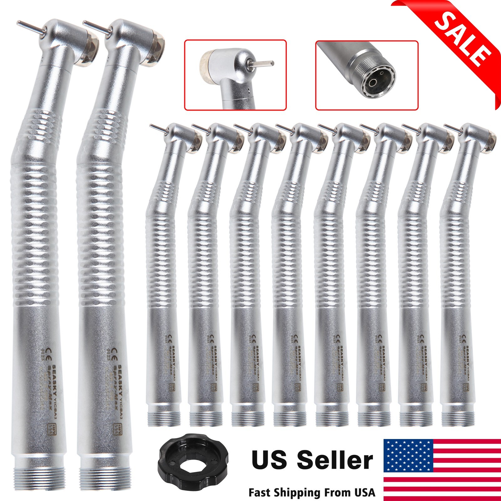 10 x Seasky Dental NSK Style High Speed Air Turbine Handpiece 2 holes borden