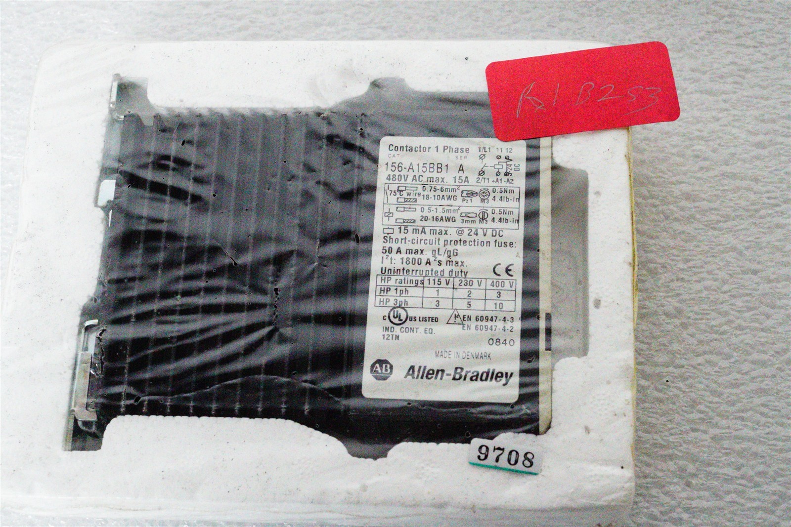 Allen Bradley 156-A15BB1 Ser A Contactor 1 Phase 480V Max. 15A, New in Box