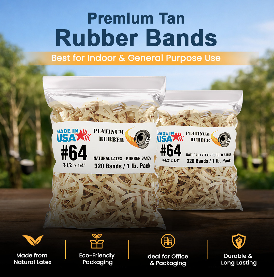 Bulk 5 Pounds – Platinum Rubber Bands #26644 Postal Size #64 (3-1/2 x 1/4″)