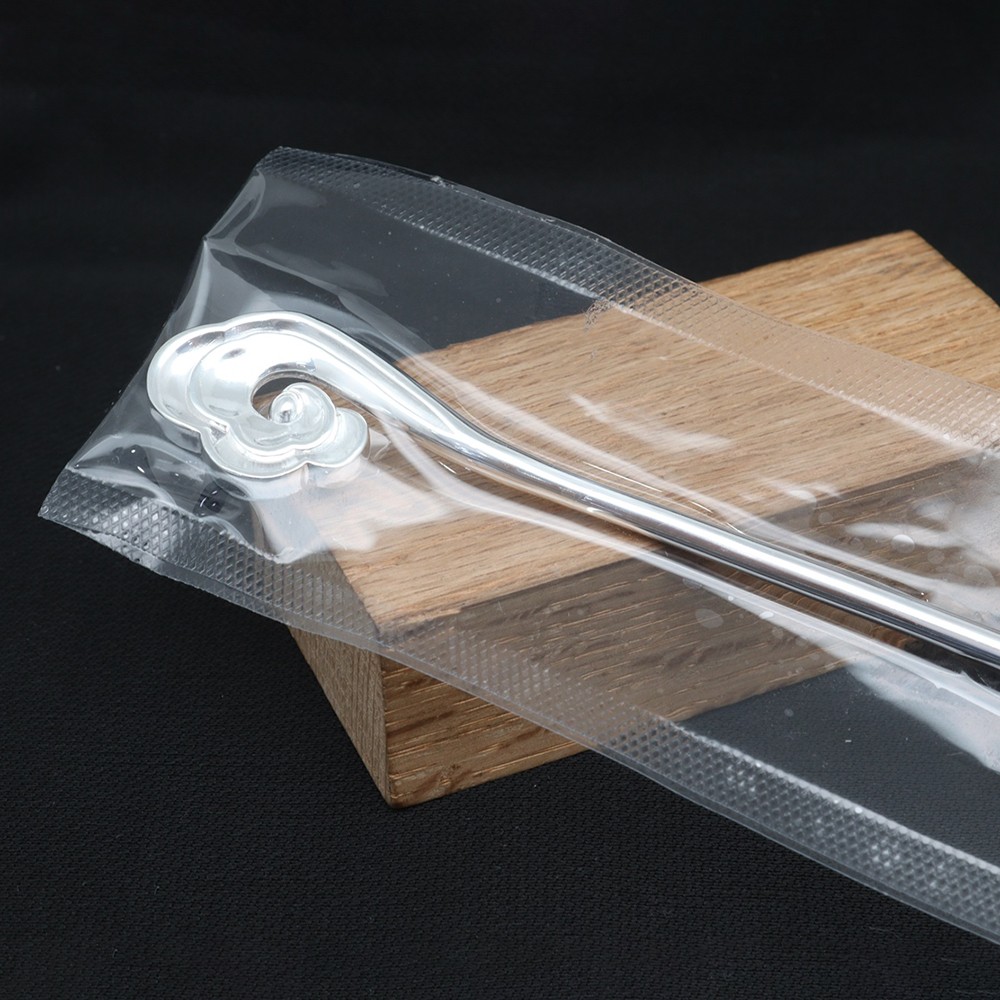 Pure S999 Fine Silver Hairpin Daily Carved Lucky Ruyi Hair Stick 26g 6.8inch