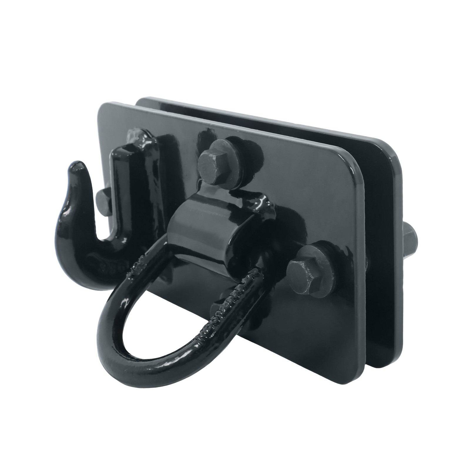 2 Pack Tractor Bucket Hooks with Tie down Ring, Grade 70 Forged Steel Black