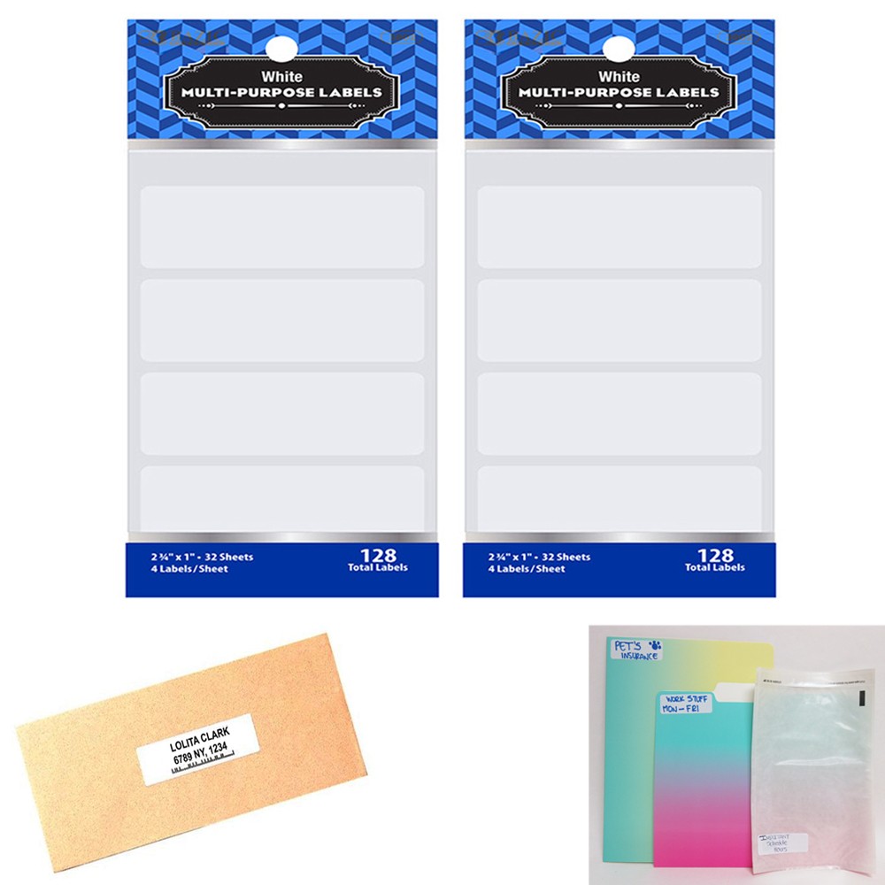 256 Blank Stickers White Labels 2 3/4″ X 1″ Self Adhesive Crafts Personalize Tag