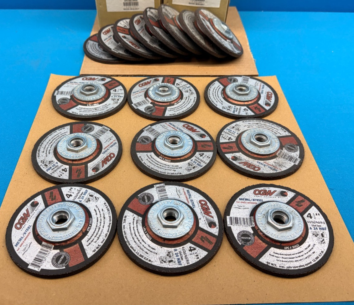 Lot of 17x Genuine CGW Grinding Wheels 4-1/2″x1/4″x5/8″-11 #35623 Max rpm 13,300