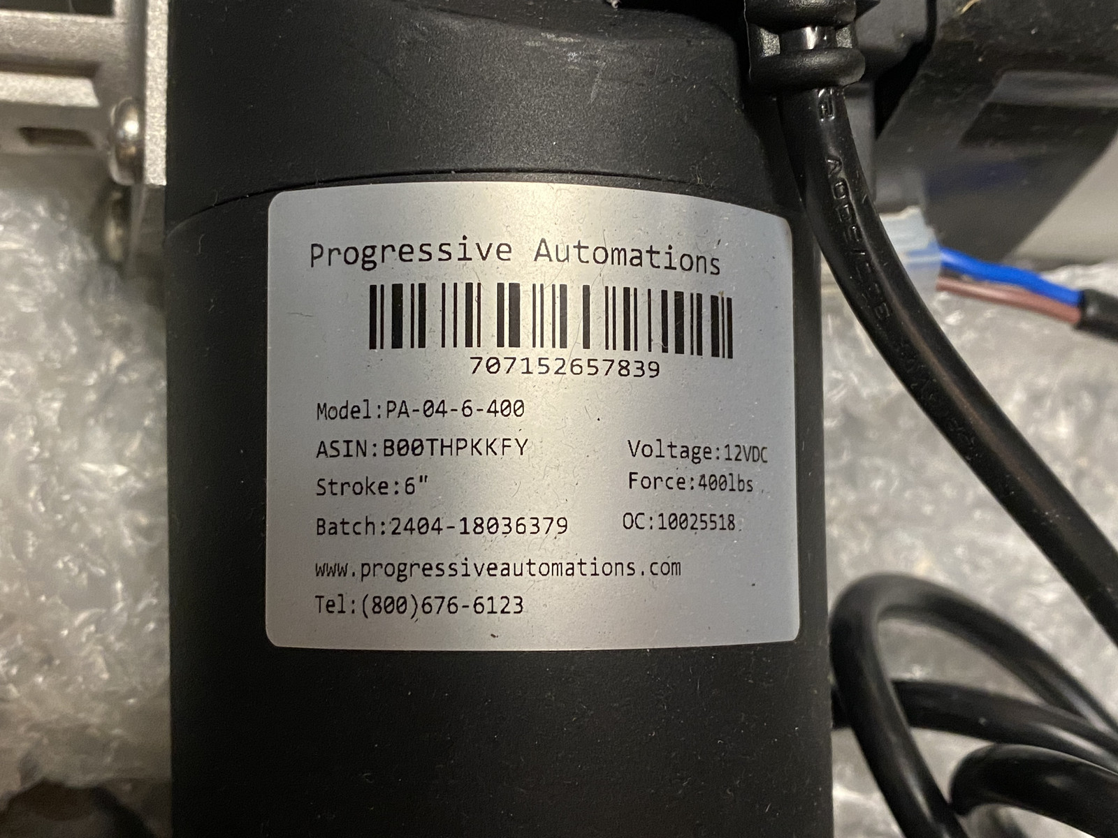 Progressive Automations Linear Actuator PA-04-6-400