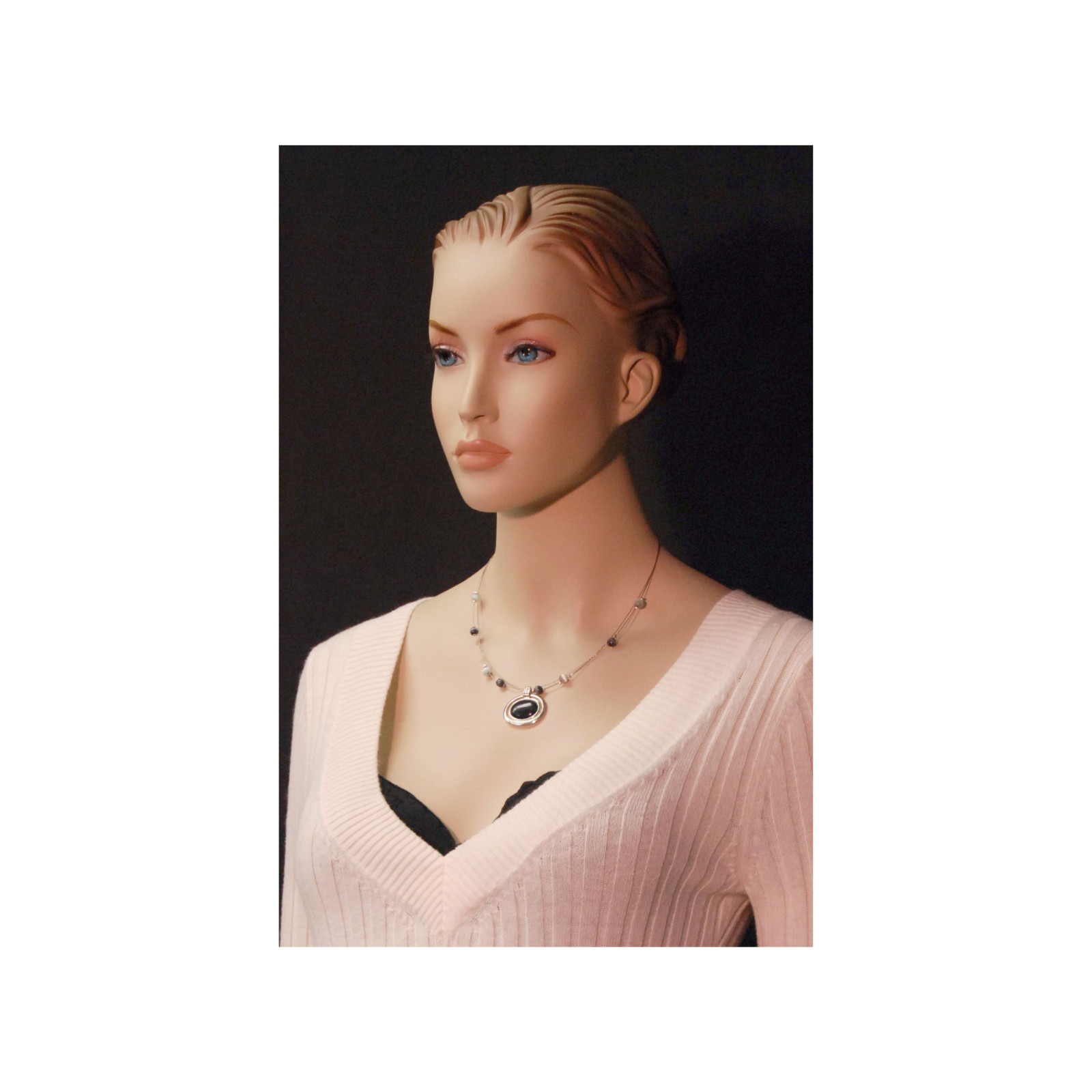 Female Fleshtone Realistic Fiberglass Adult Mannequin with Molded Hair and Base