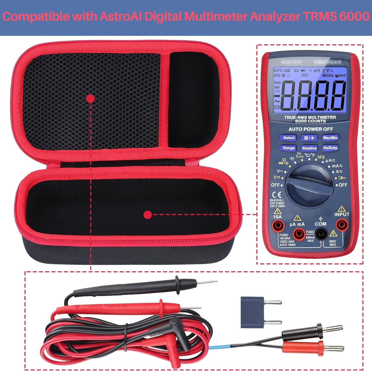 Hard Case Compatible with Astroai Digital Multimeter Analyzer TRMS 6000 Counts V