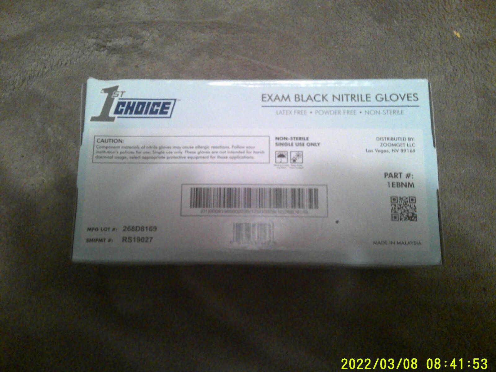 New Box of 100 Black Nitrile Powder/Latex Free Safety Gloves-Sz Medium-US Seller