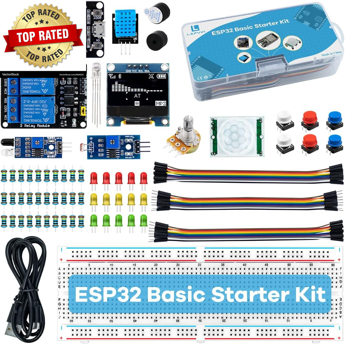 Basic Starter Kit for ESP32 ESP-32S Wifi I OT Development Board with Tutorial Co