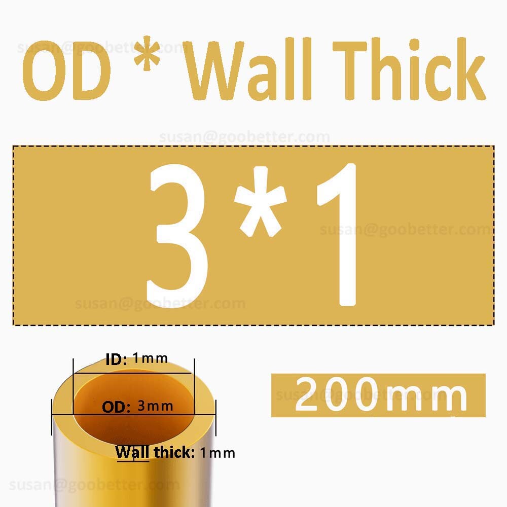 Brass Tube Round 2mm 3mm 4mm 5mm 6mm 7mm 8mm 10mm 12mm 14mm 15mm O.D. x 200mm