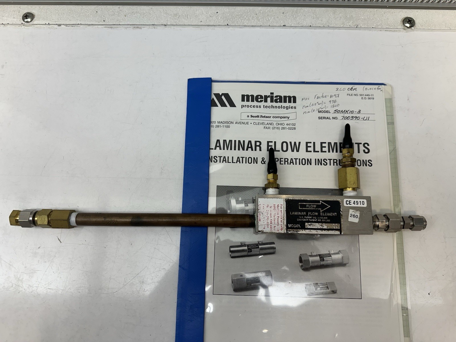 Meriam 50MK10-3 Laminar flow Element LFE