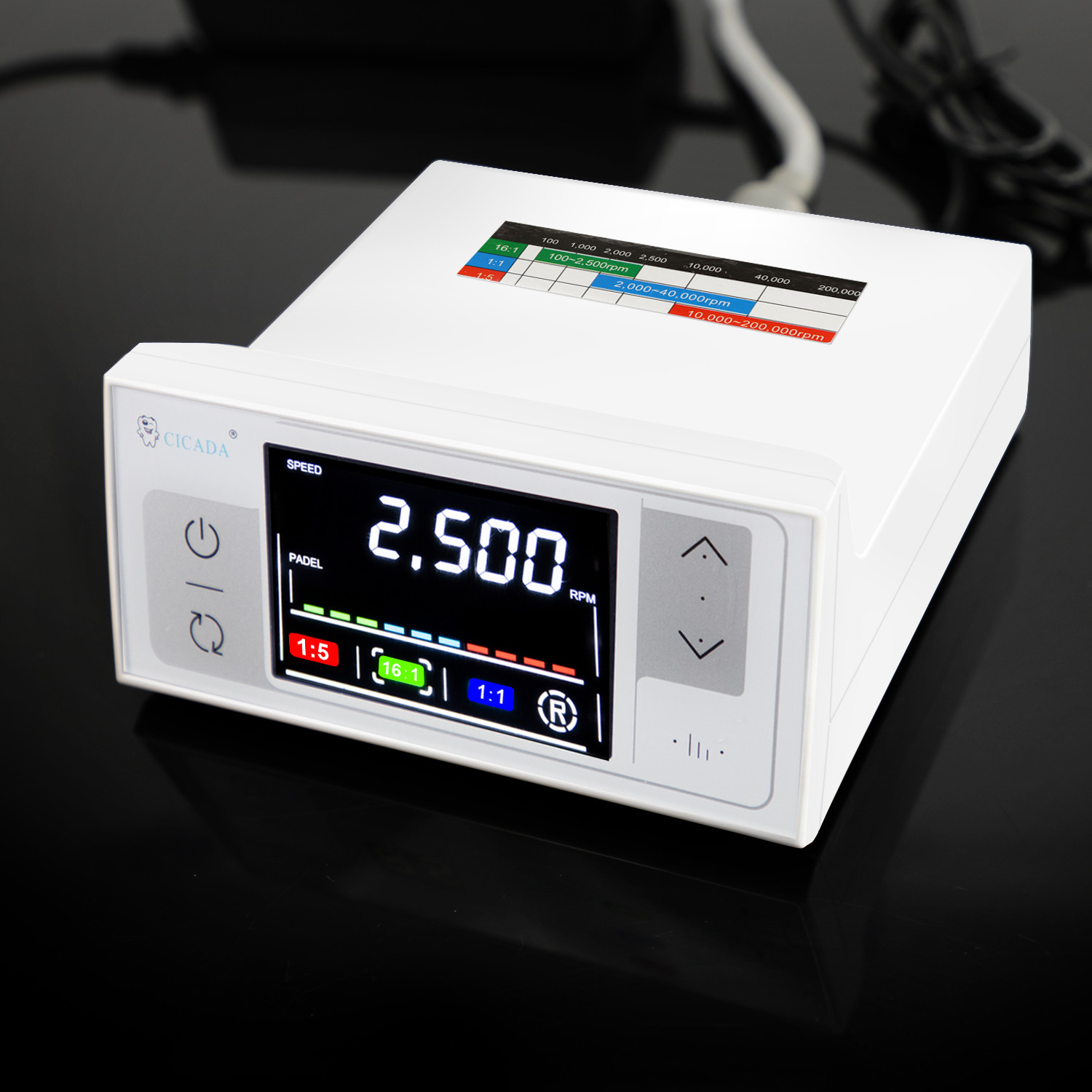 CICADA Display LED Dental Electric Motor + 1:1 1:5 16:1 Handpiece Contra Angle
