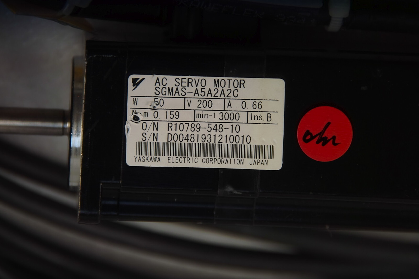 YASKAWA AC SERVO MOTOR SGMAS-A5A2A2C CABLE 3M OR MORE WORKING FREE SHIP