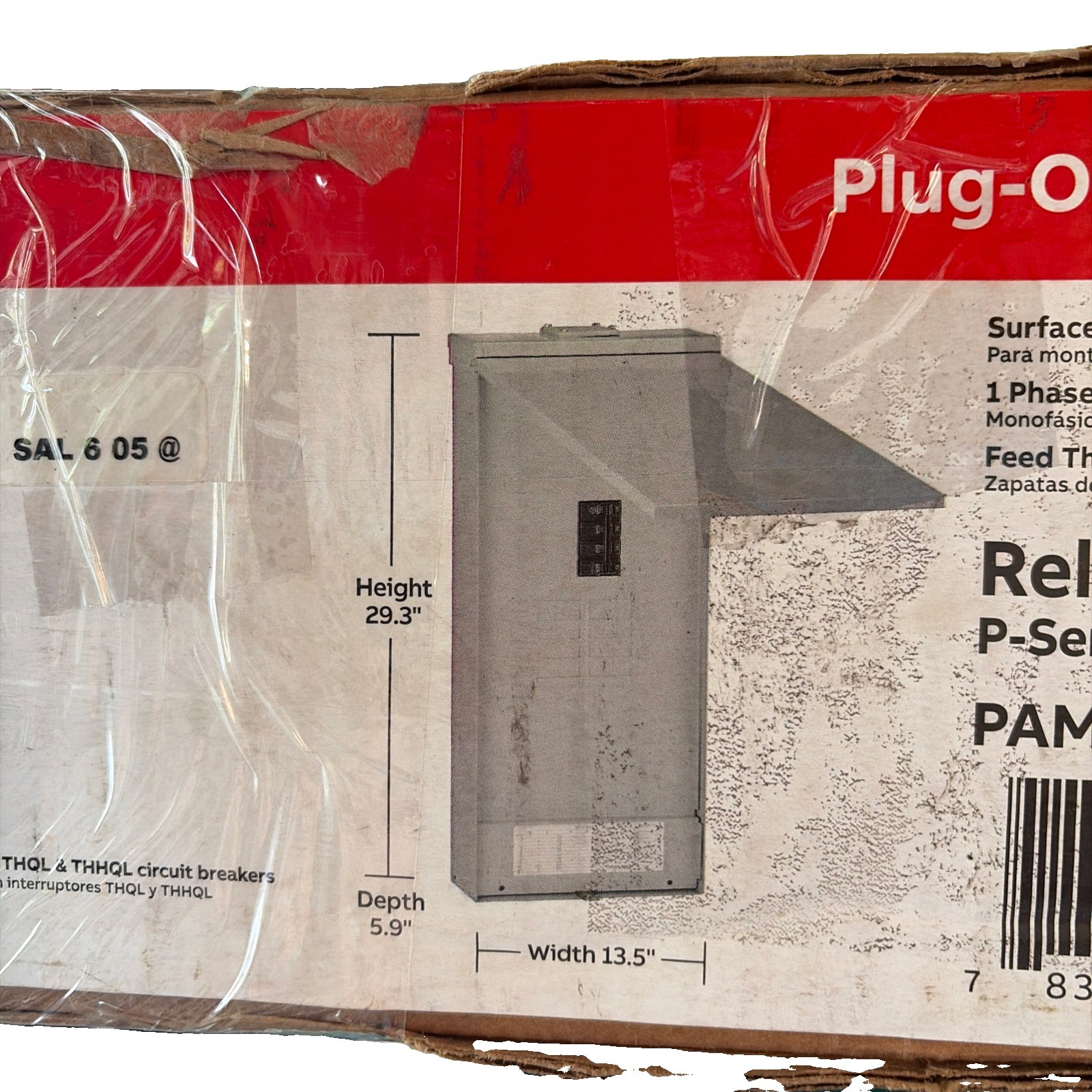 ABB 150A 8/16 Main Breaker Panel Outdoor PAM0815RFL PlugOn Neutral Feed Thru Lug