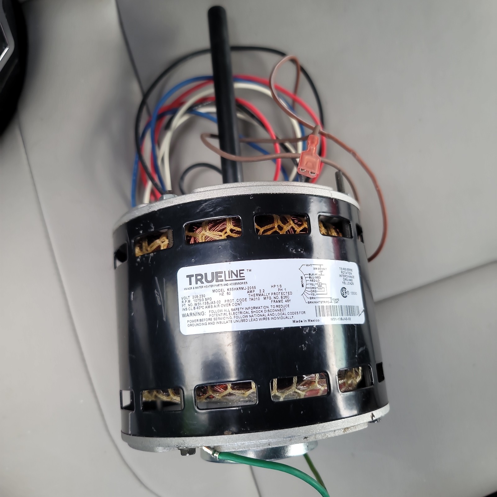TRUELINE W51-13BJA3-02 HVAC Blower Fan Motor 1/3 HP 1 Phase 09/07/23 AB