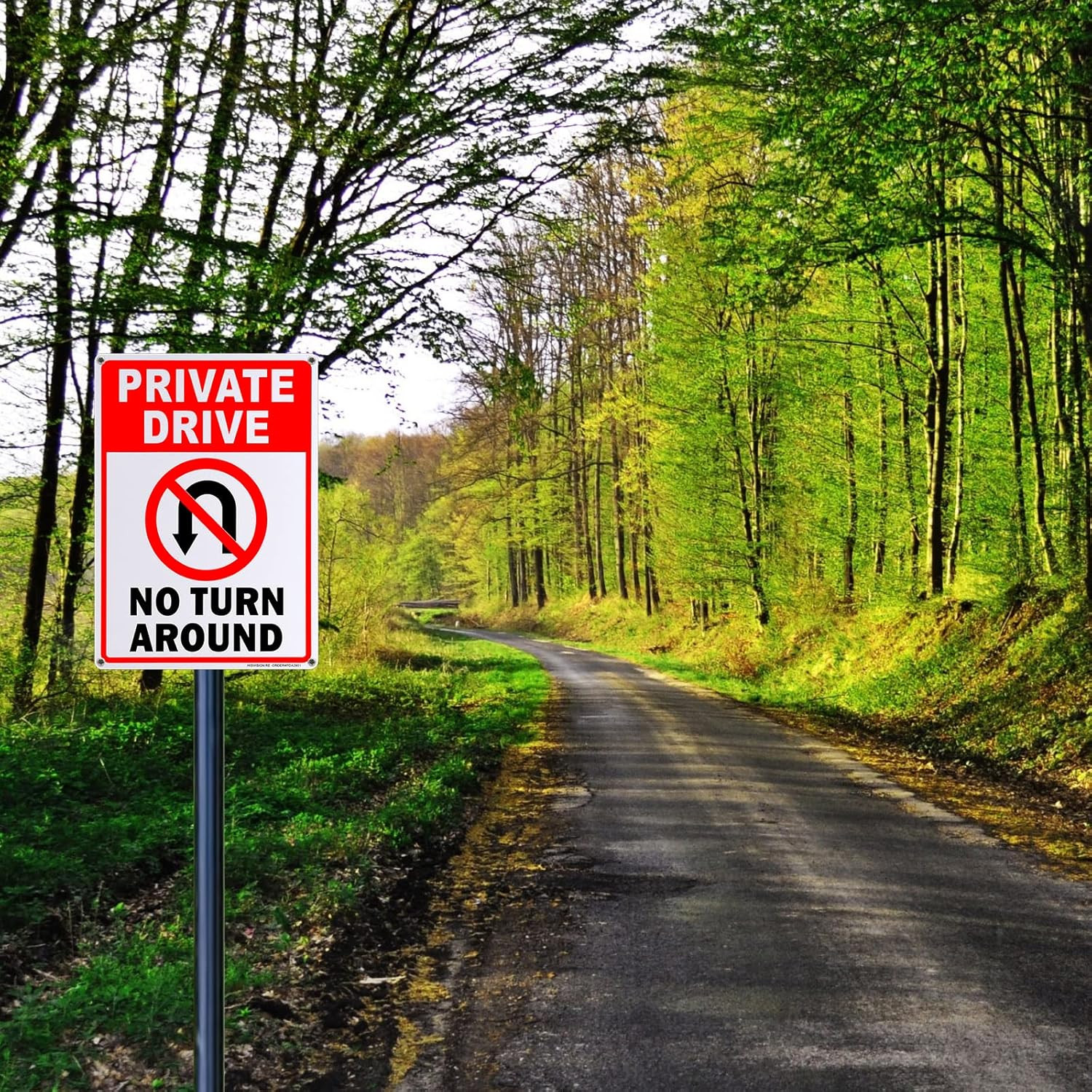 2 Pack Private Drive No Turn around Sign, 10″ X 14″ Driveway Signs No Turnaround