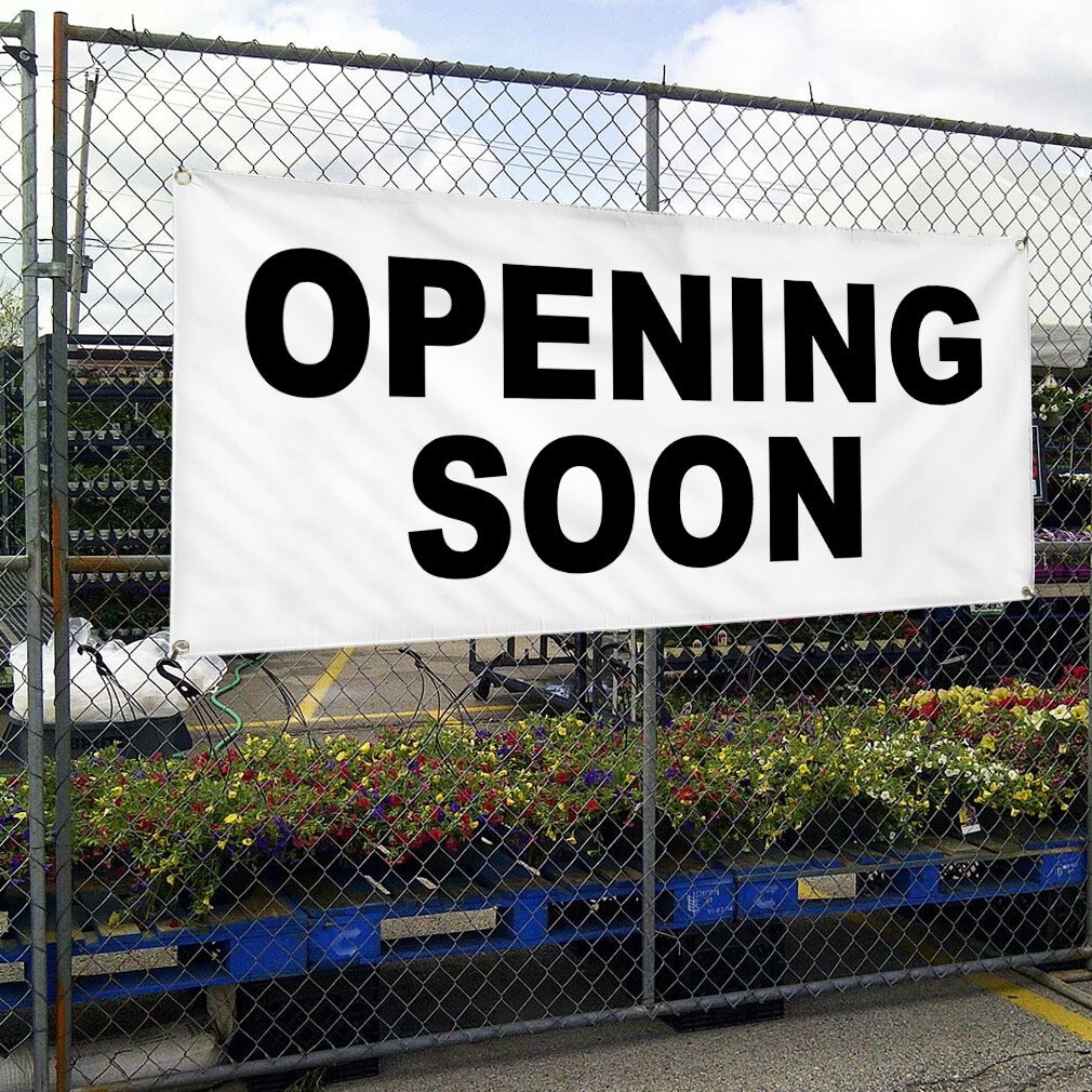 Vinyl Banner Multiple Sizes Opening Soon Weatherproof Industrial Yard Signs