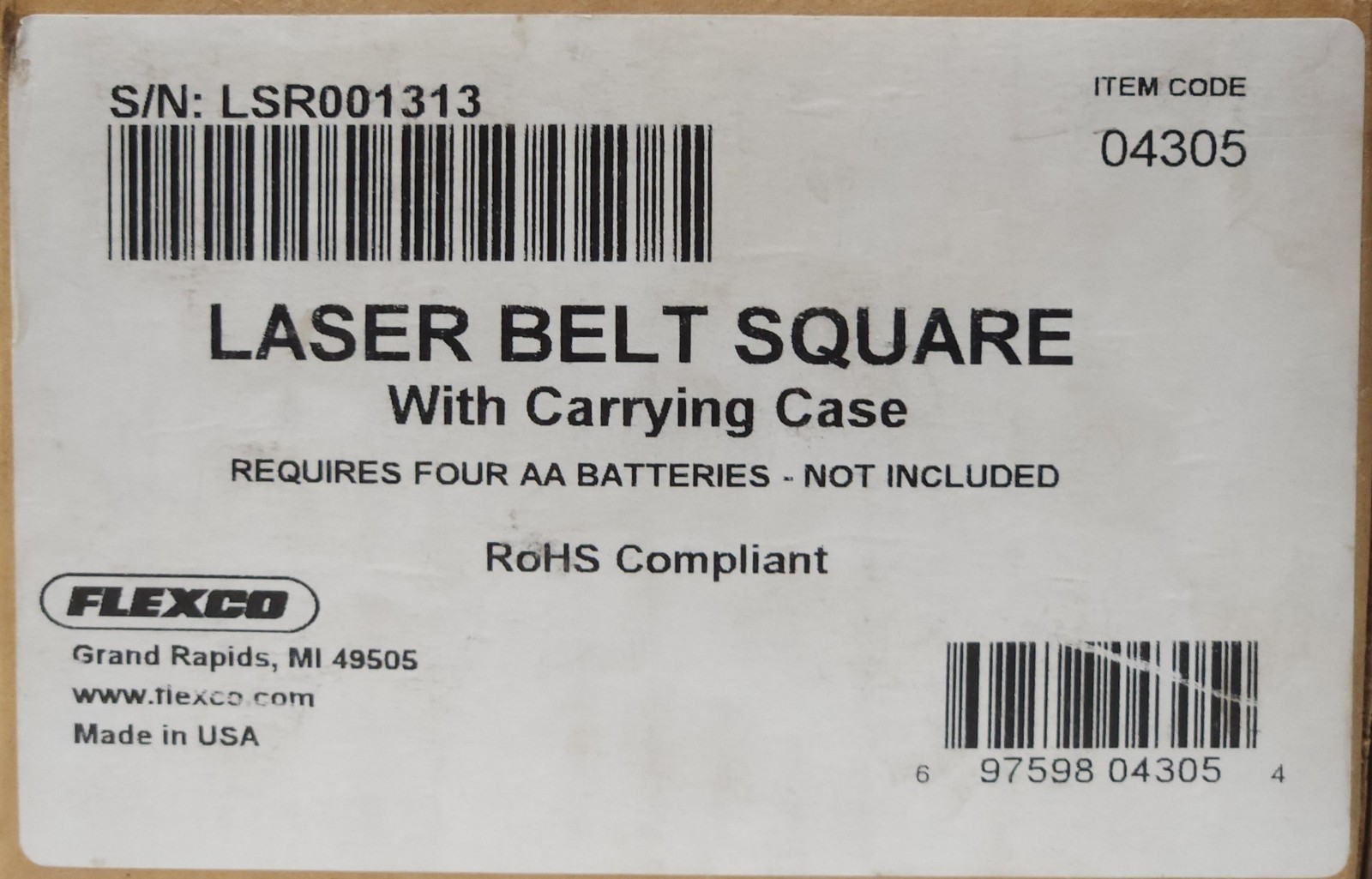 FLEXCO 04305 LASER Belt Square with Carrying Case