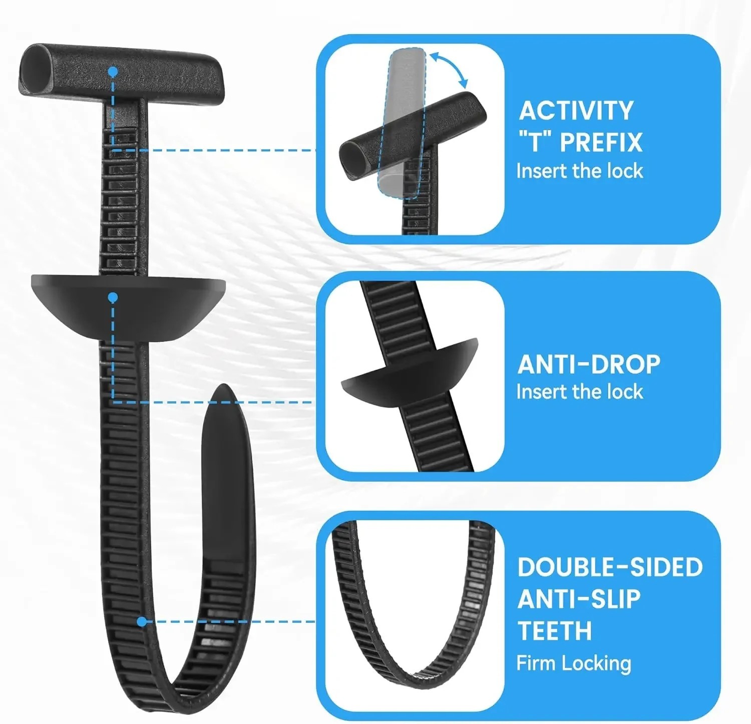 100 PCS Nylon Universal Cable Tie Buckle，Heavy Duty Self-Locking Zip Ties Holder