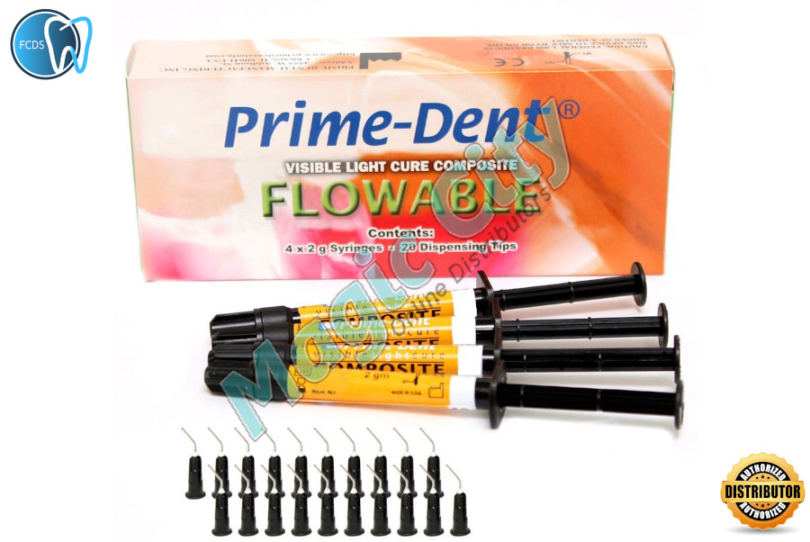 Prime-Dent Flowable Light Cure Dental Composite 4 Syringe Kit – A2 #004-010A2
