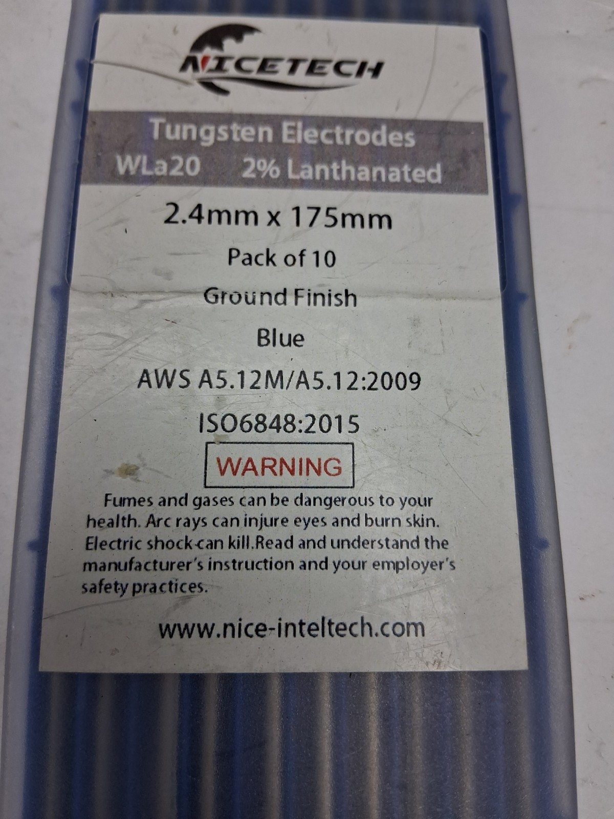 Tungsten Electrodes 10 (2.4 X 175mm) 2% Lanthanated WL20 TIG * X⁷