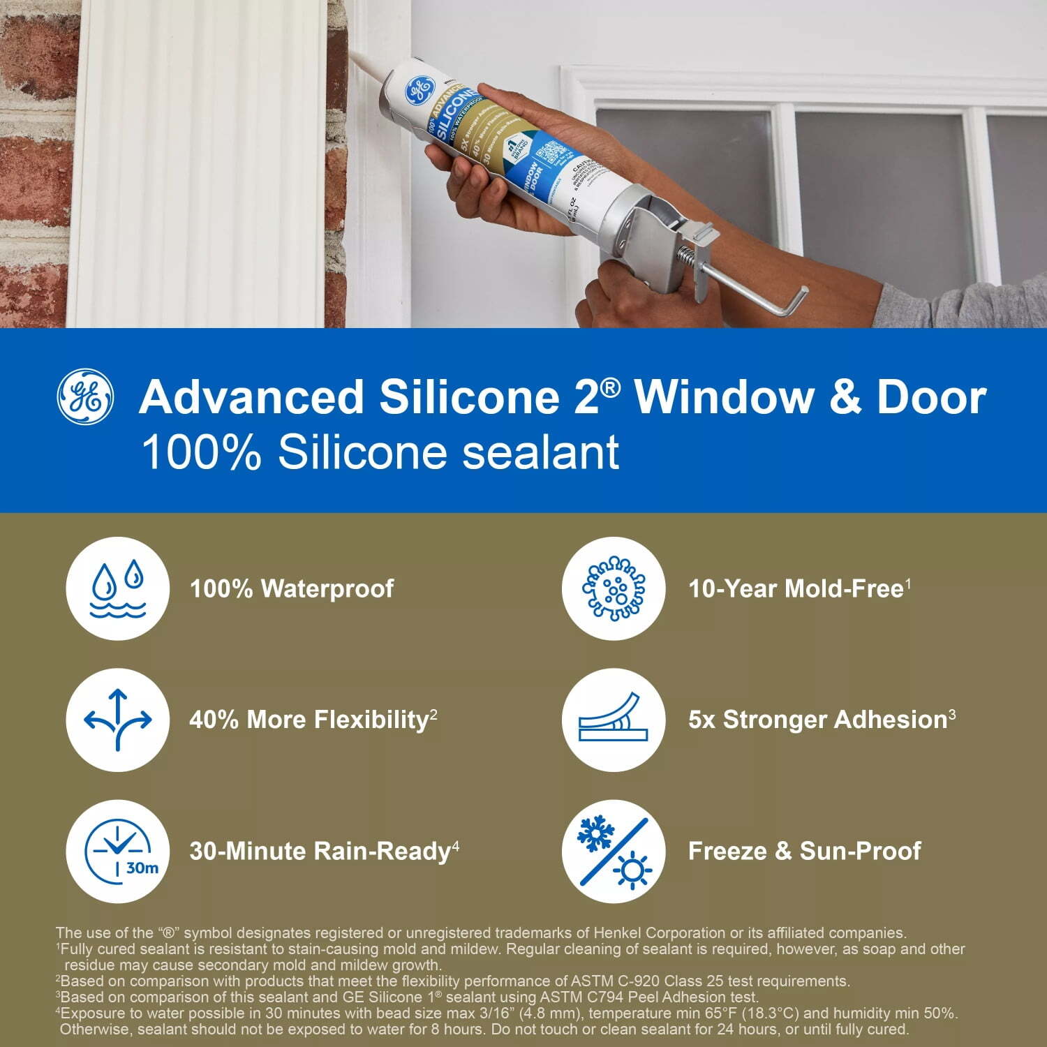 GE Advanced Silicone Window & Door Sealant, Pack of 1,Black 10.1 fl oz Cartridge