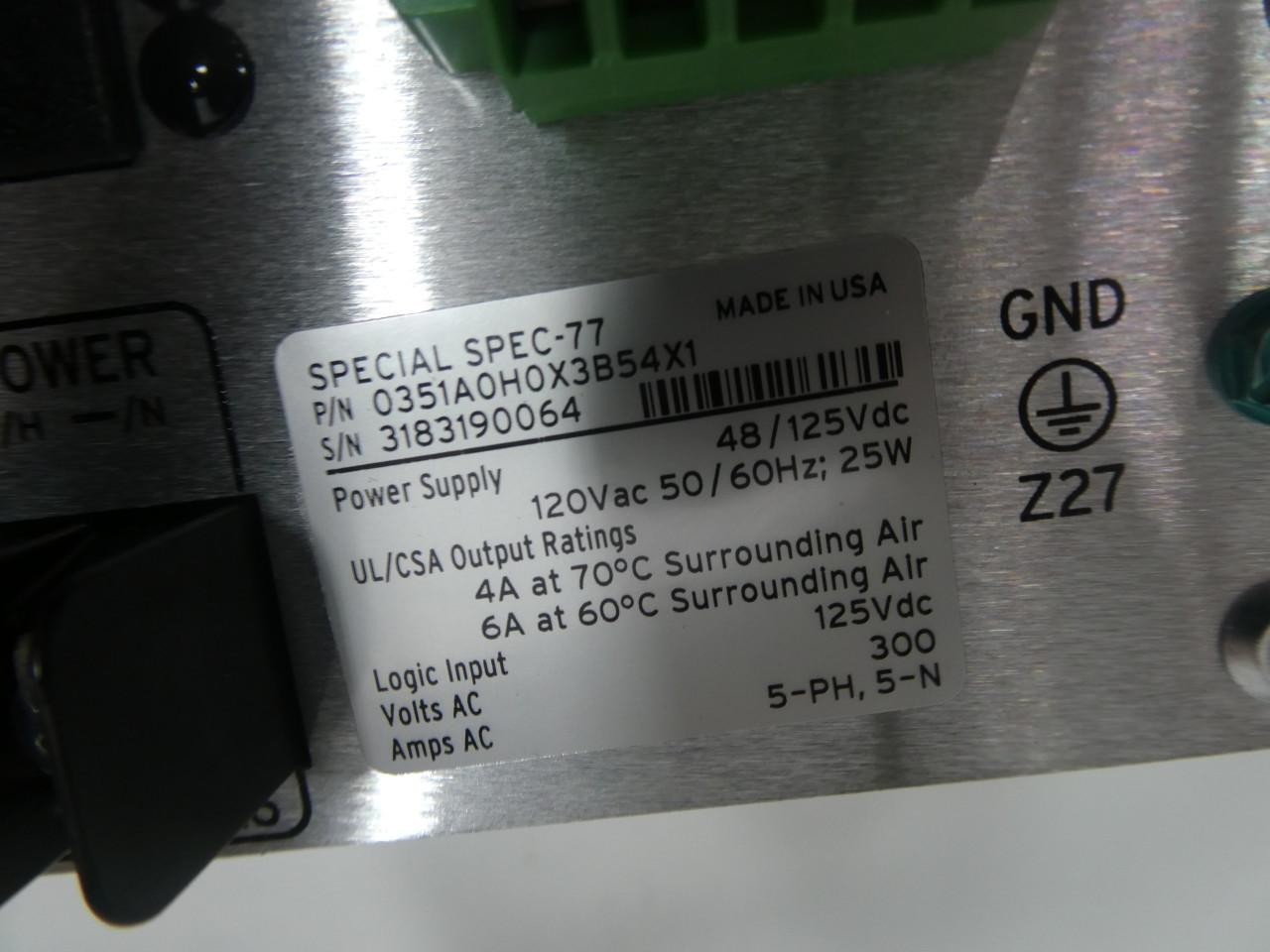 Sel SEL-351A 0351A0H0X3B54X1 Distribution Protection System 48/125v-dc 120v-ac