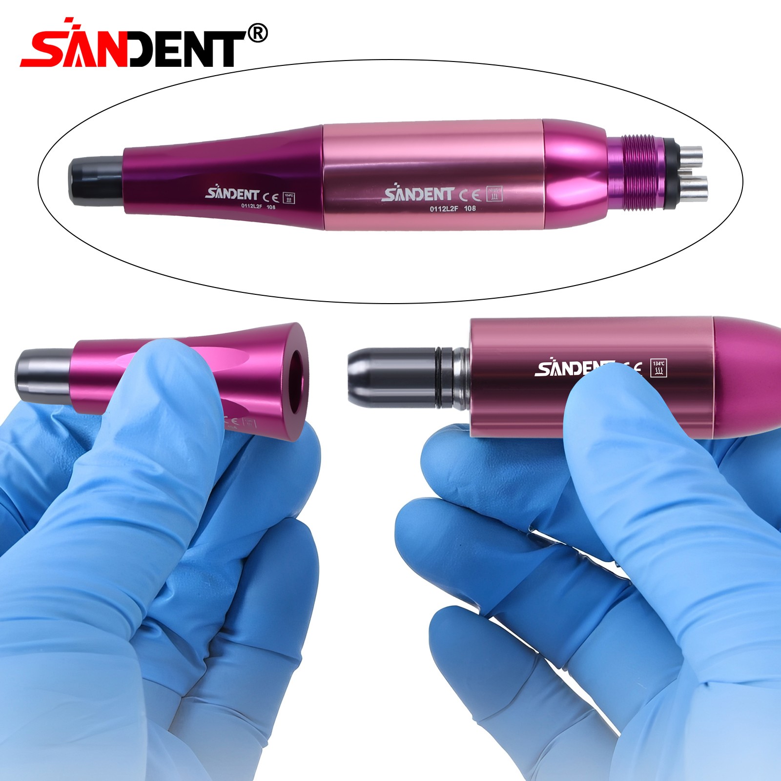 1-10 Dental Hygiene Prophy Handpiece Air Motor 4Holes 4:1 Nose Cone 360°Swivel