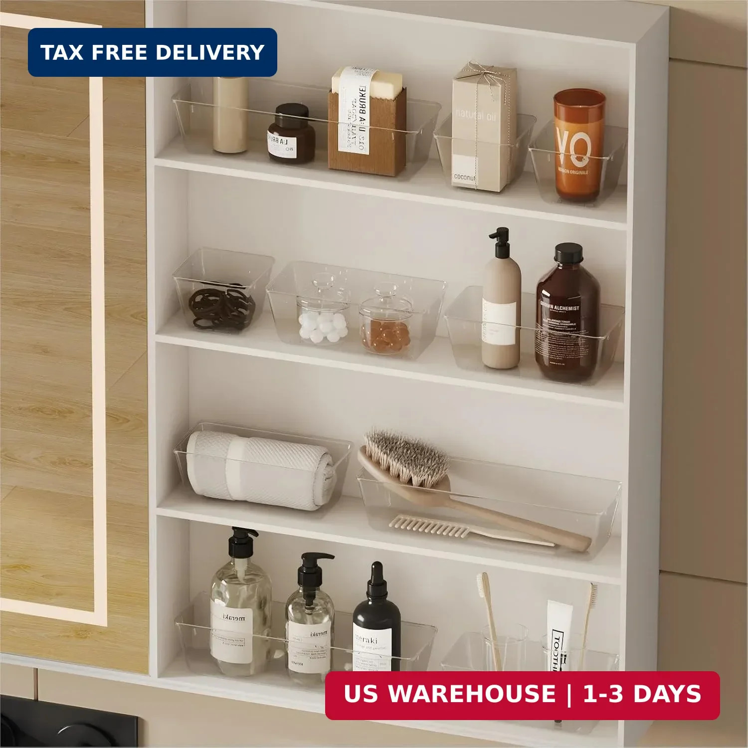 Yanosaku 25 PCS Clear Plastic Drawer Organizer Set, 4 Sizes Vanity Organizers, D