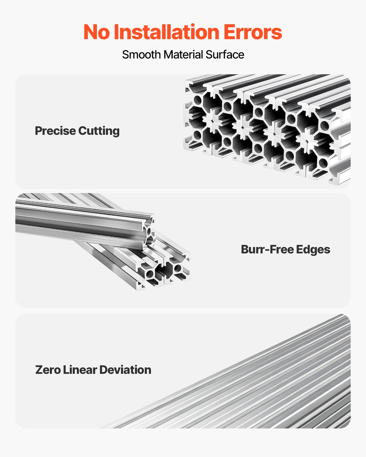 VEVOR 10PCS 2020 Aluminum Extrusion 48″ 1220 mm T Slot Anodized Linear Rail