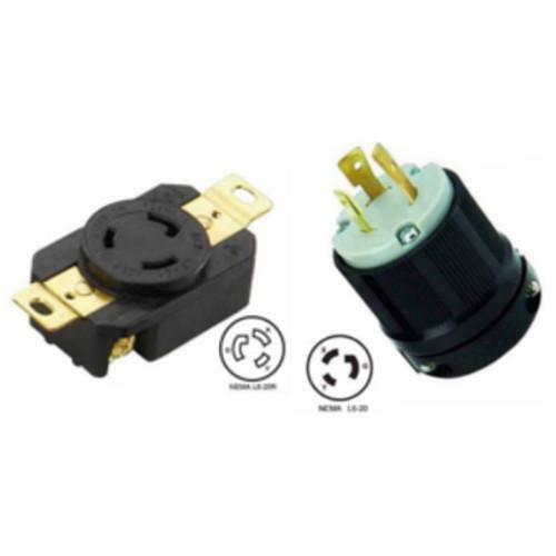 NEMA L6-20 Plug and Receptacle Set – Rated for 20A, 250V, 3-Wire, 2 Pole